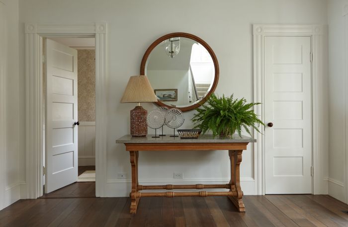 Under console table decor