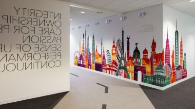 Murals zagg snapshots interiors signage officesnapshots mhtn headquarters hallway 3m sohm midvale powermax