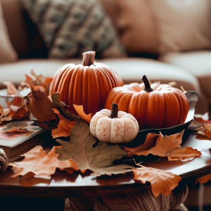 Autumn coffee table decor