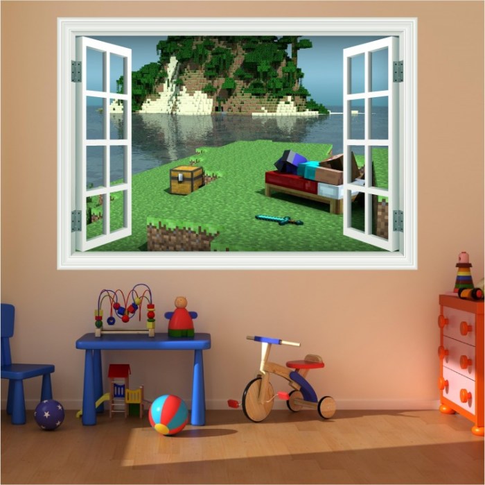 Wall decals minecraft room decor