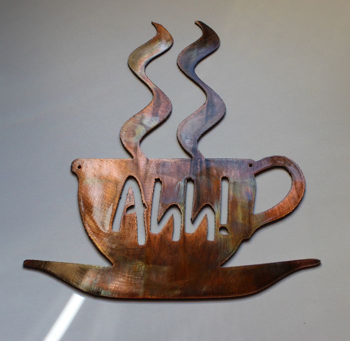 Metal coffee cup wall decor