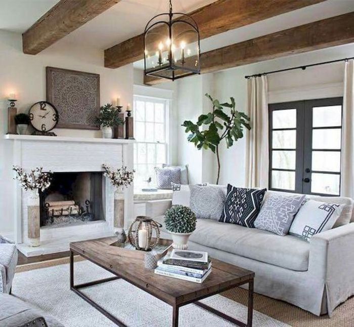 Modern farmhouse living room wall decor ideas