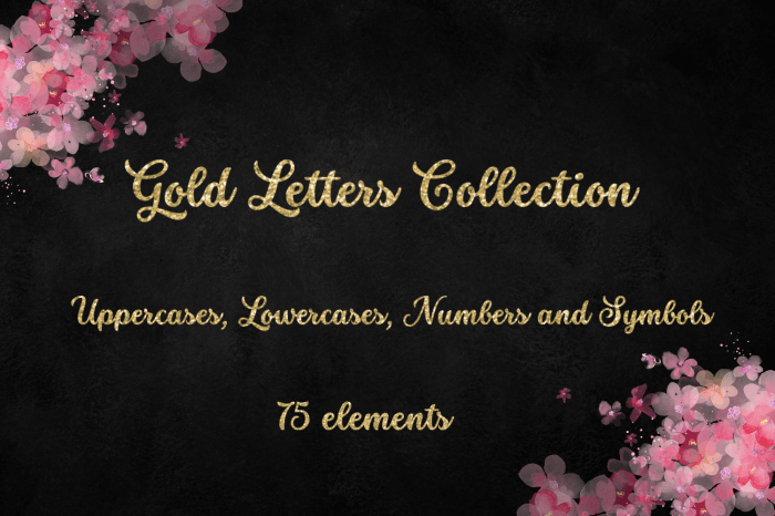 Gold wall decor letters