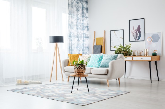 Console table decor behind sofa