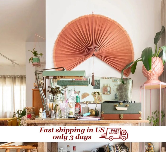 Large bamboo fan wall decor