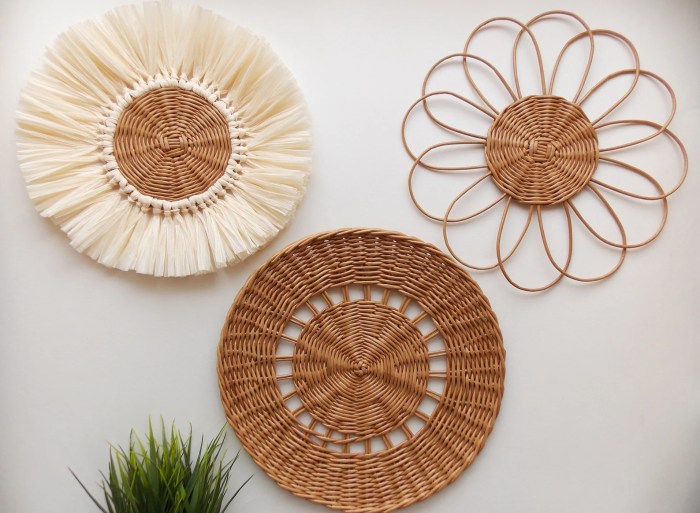 Wicker basket wall decor