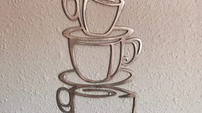 Metal coffee cup wall decor