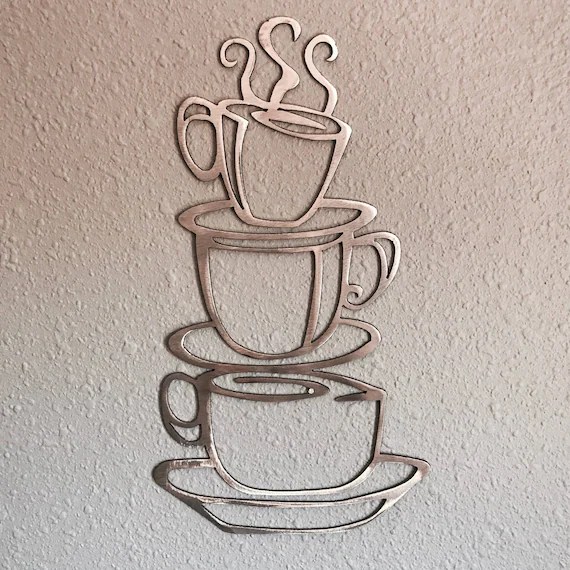 Metal coffee cup wall decor