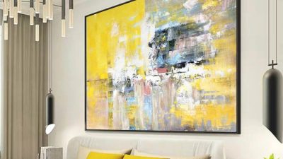 Wall decor canvas modern framed abstract painting piece hang