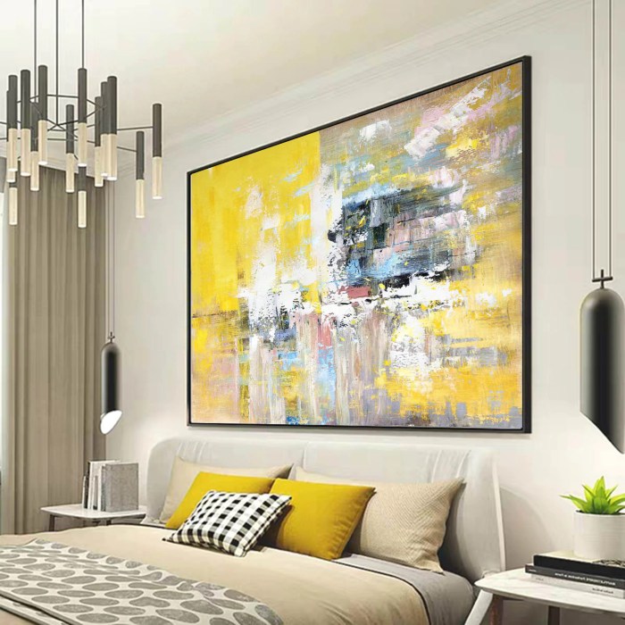 Wall decor canvas modern framed abstract painting piece hang