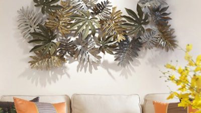 Large metal leaf wall decor