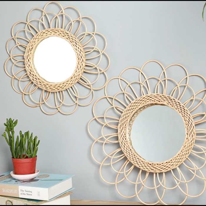 Rattan flower wall decor